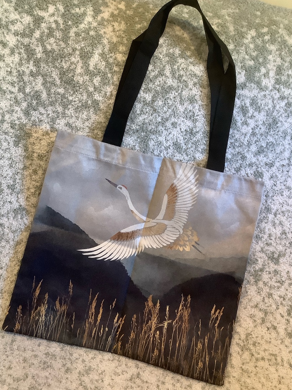 Majestic Crane Polycanvas Tote Bag NWT 16x14.75”